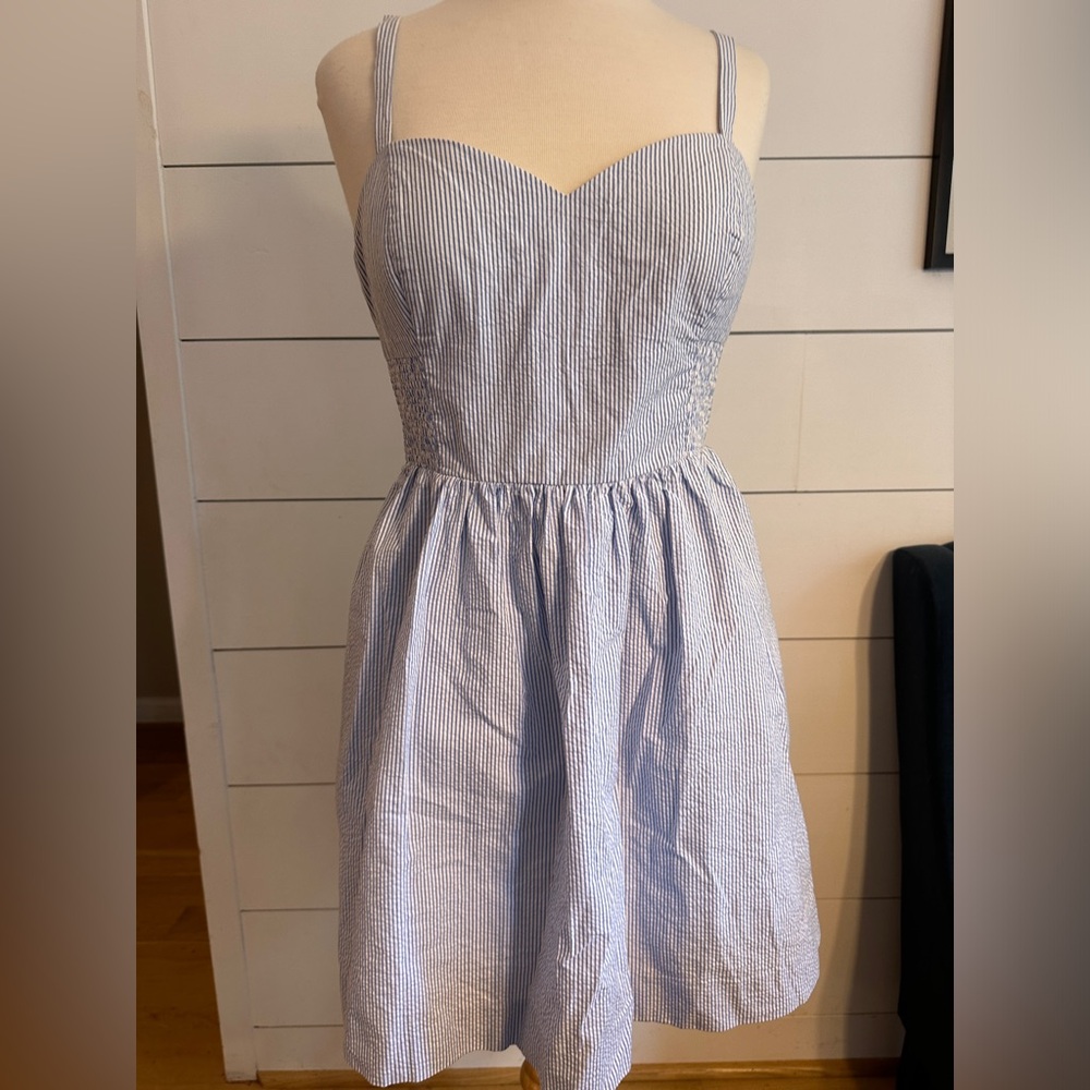 Lilly Pulitzer Christine Dress in Bay Blue Seersucker Stripe